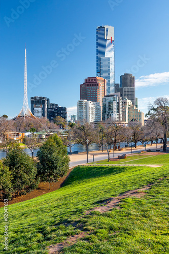 View of the business district and the TV tower in Melbourne