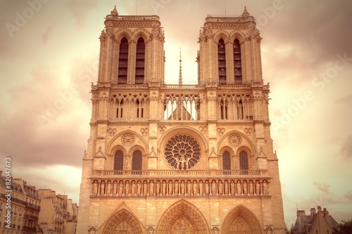 Notre Dame. Filtered retro style.