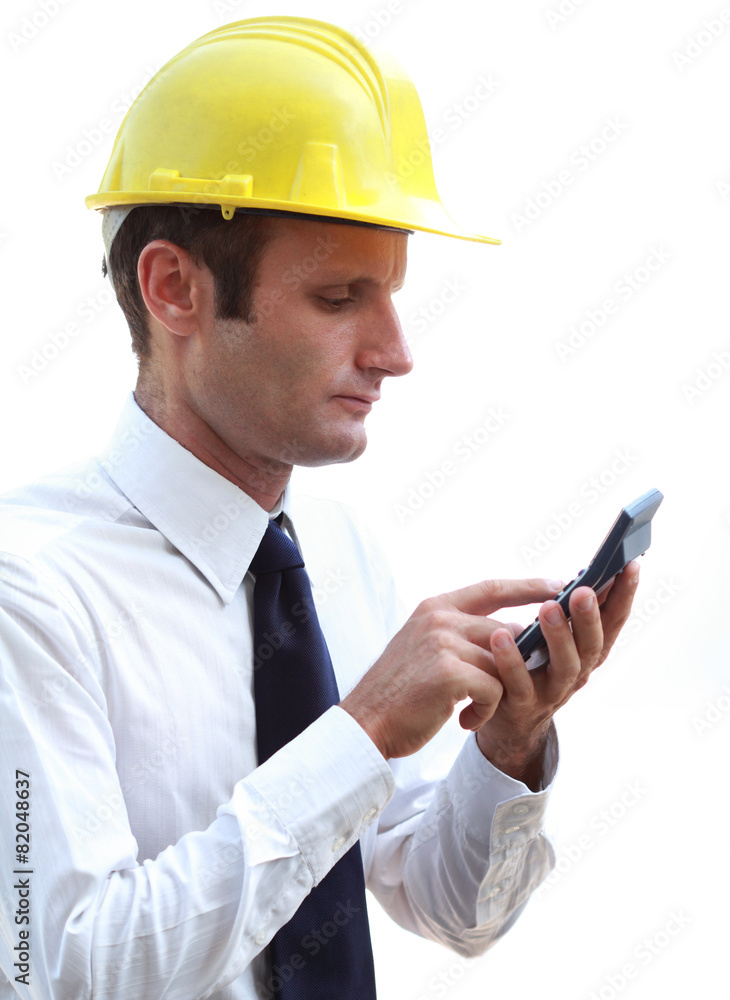 Builder manager conceptual photo, isolated on white Builder manager conceptual photo, isolated on white