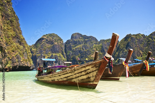 Traditional wooden boat at Phi Phi island