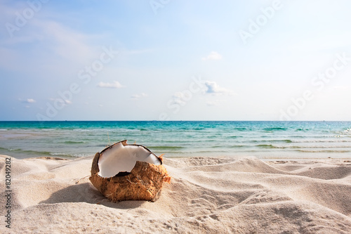 Wallpaper Mural Fresh coconut on sand beach Torontodigital.ca