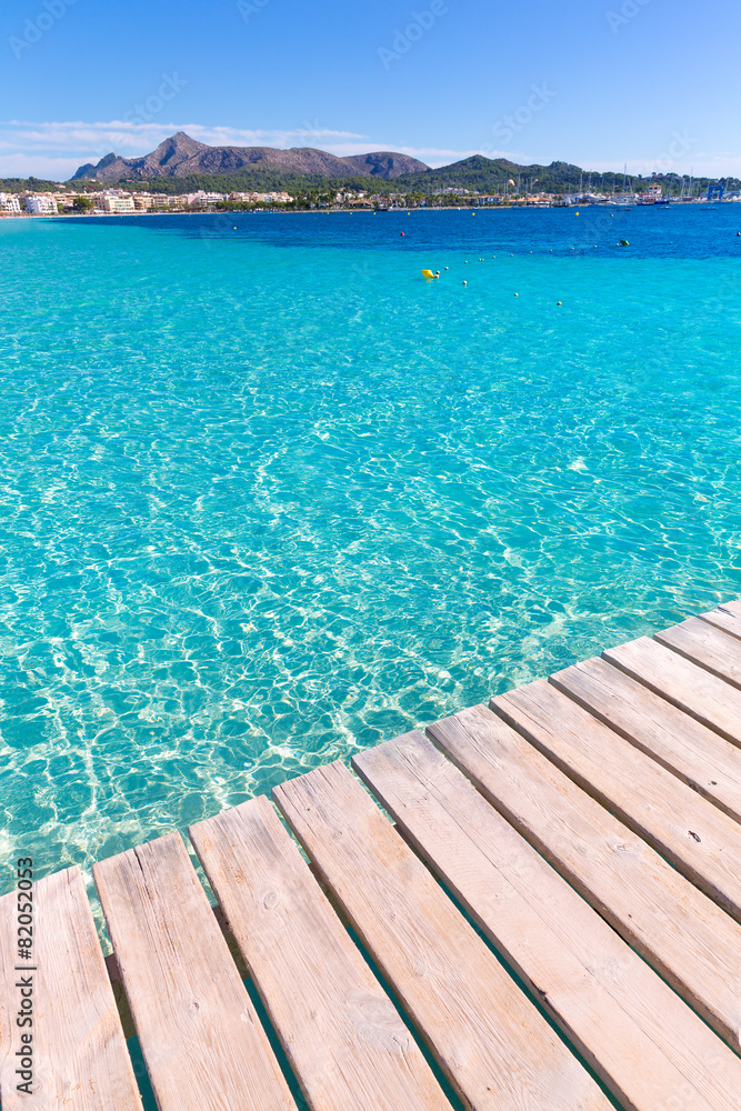 Platja de Alcudia beach pier in Mallorca Majorca