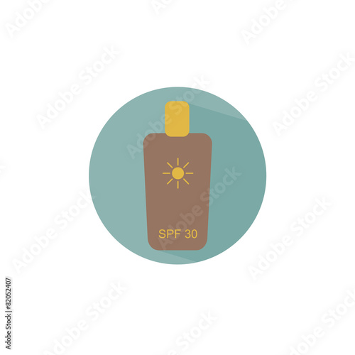 Flat icon bottle with sunscreen creme for safe tan