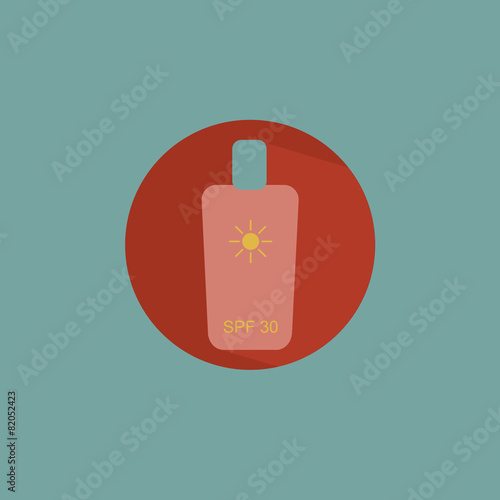 Flat icon bottle with sunscreen creme for safe tan
