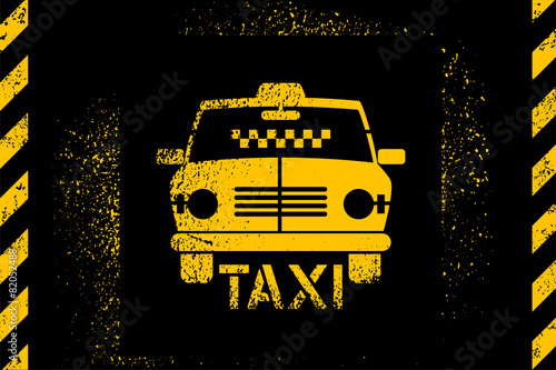 Typographic graffiti retro grunge taxi vector poster.