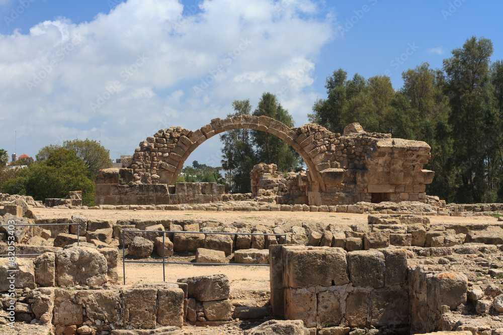 Ruins of Saranta Kolones castle. Paphos, Cyprus
