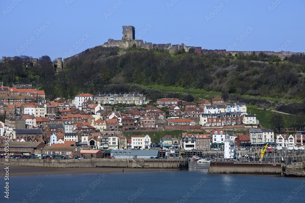 Scarborough Castle - Town and Harbor