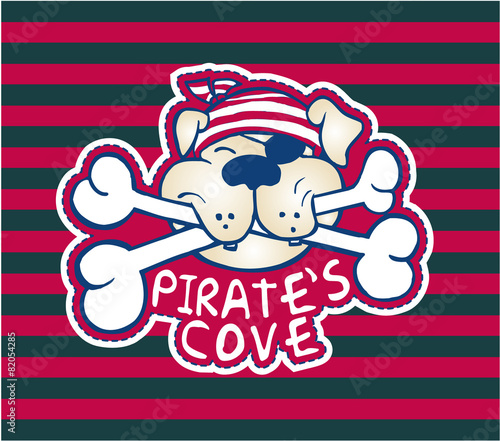 Dog Pirate Cartoon for t-shirt or Card
