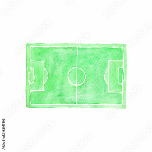 Football field. Watercolor object on the white background