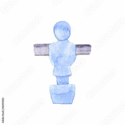 Foosball player. Watercolor object on the white background