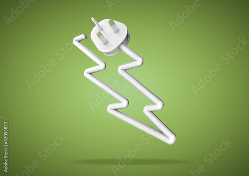 Computer cable and plug makes lightening bolt icon