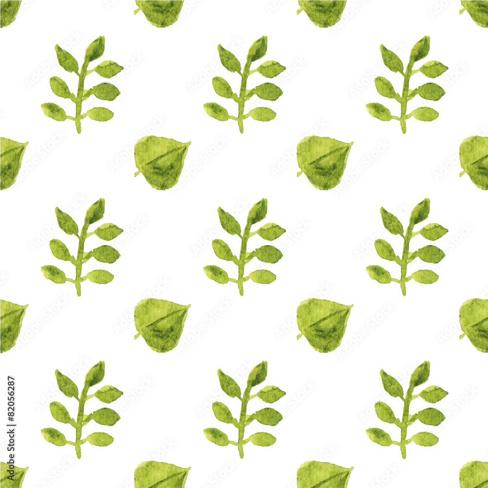 Seamless watercolor pattern with leaves on the white background Seamless watercolor pattern with leaves on the white background