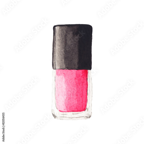 Watercolor nail polish, aquarelle. Vector illustration. Hand