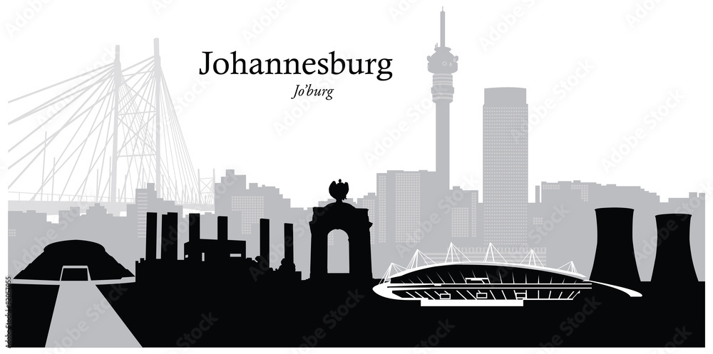 Fototapeta premium Ilustracja wektorowa panoramę Johannesburga w RPA
