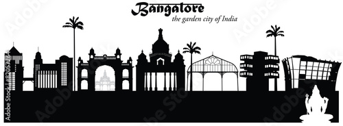 Vector illustration of skyline of Bangalore, India photo