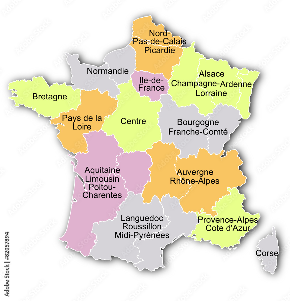 carte des régions de france Stock Vector | Adobe Stock