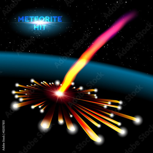 Space card with meteorite explosion
