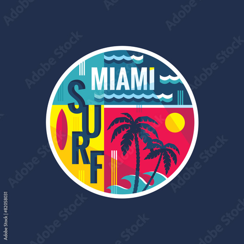 Surf - Miami - vector illustration in vintage style for t-shirt