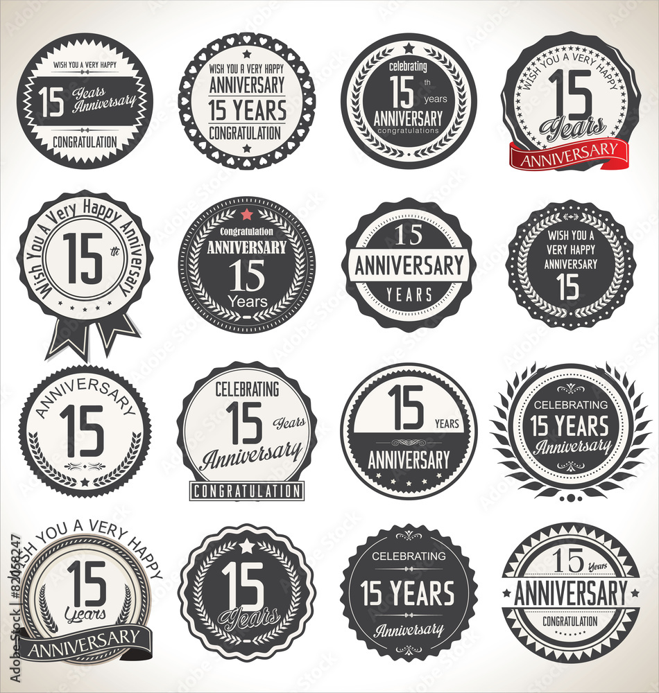 Anniversary label collection, 15 years Anniversary label collection, 15 years
