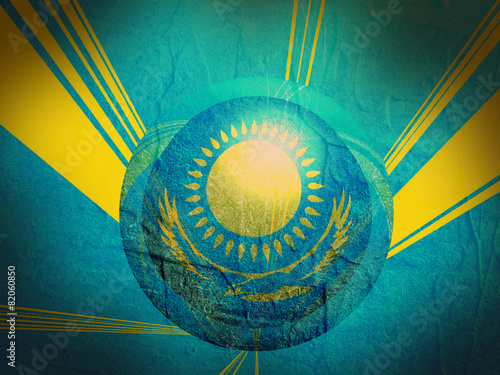 kazakhstan national flag on stucco textured sphere