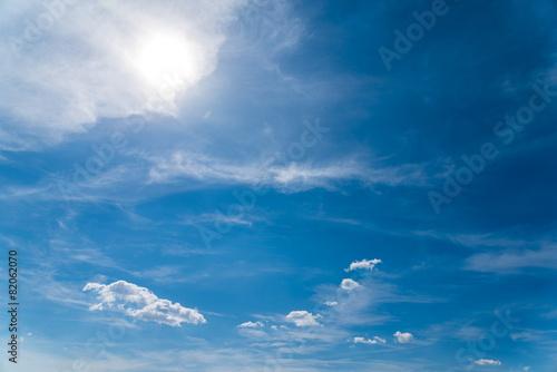Summer Blue Sky With Soft White Clouds