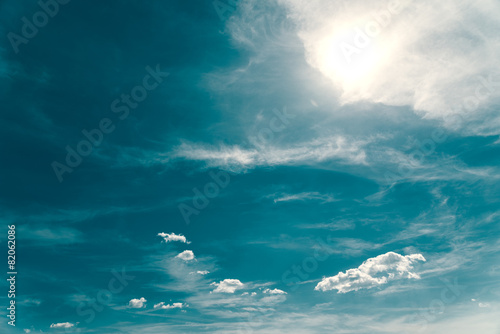Retro Photo Of Blue Summer Sky And Clouds