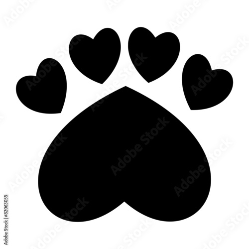 Paw and heart shape - Illustration