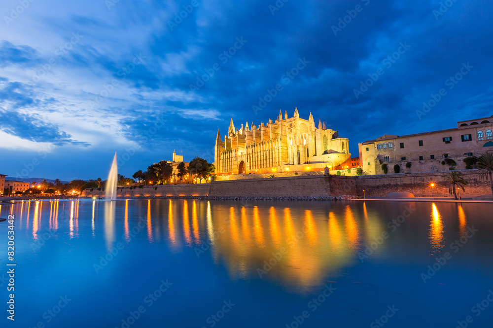 Palma de Mallorca Cathedral Seu sunset Majorca Palma de Mallorca Cathedral Seu sunset Majorca
