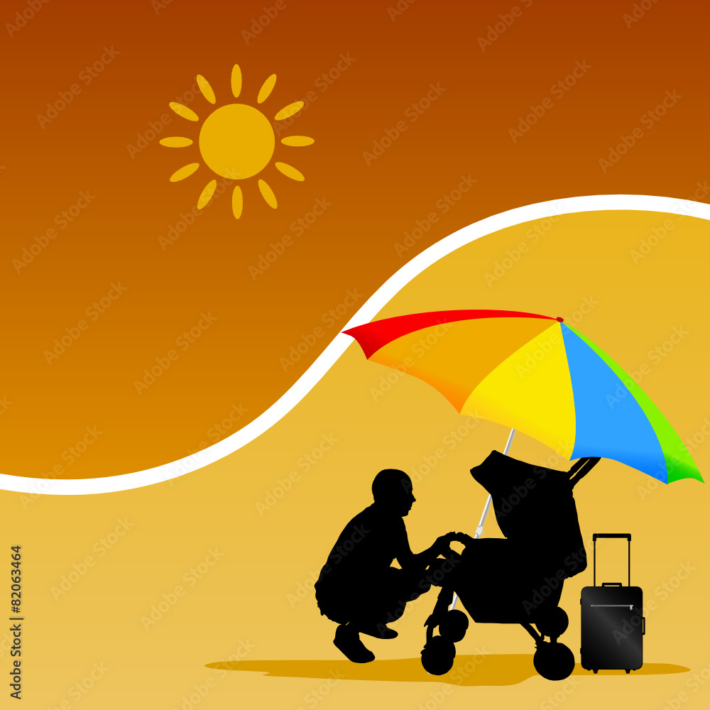 man and baby on the beach vector man and baby on the beach vector