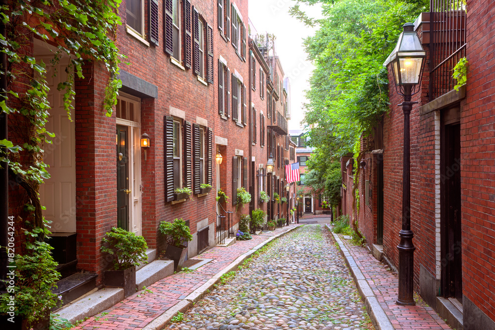 Obraz premium Acorn street Beacon Hill cobblestone Boston