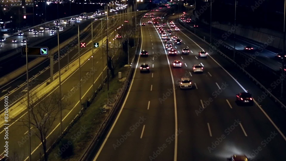 Night scene traffic of entry and exit of Barcelona.(time lapse) Night scene traffic of entry and exit of Barcelona.(time lapse)