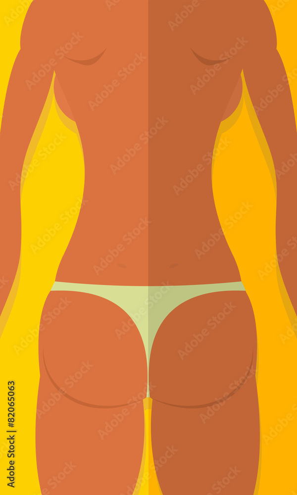 Spin tanned girls. Woman is lying on beach. Summer vector illust Spin tanned girls. Woman is lying on beach. Summer vector illust