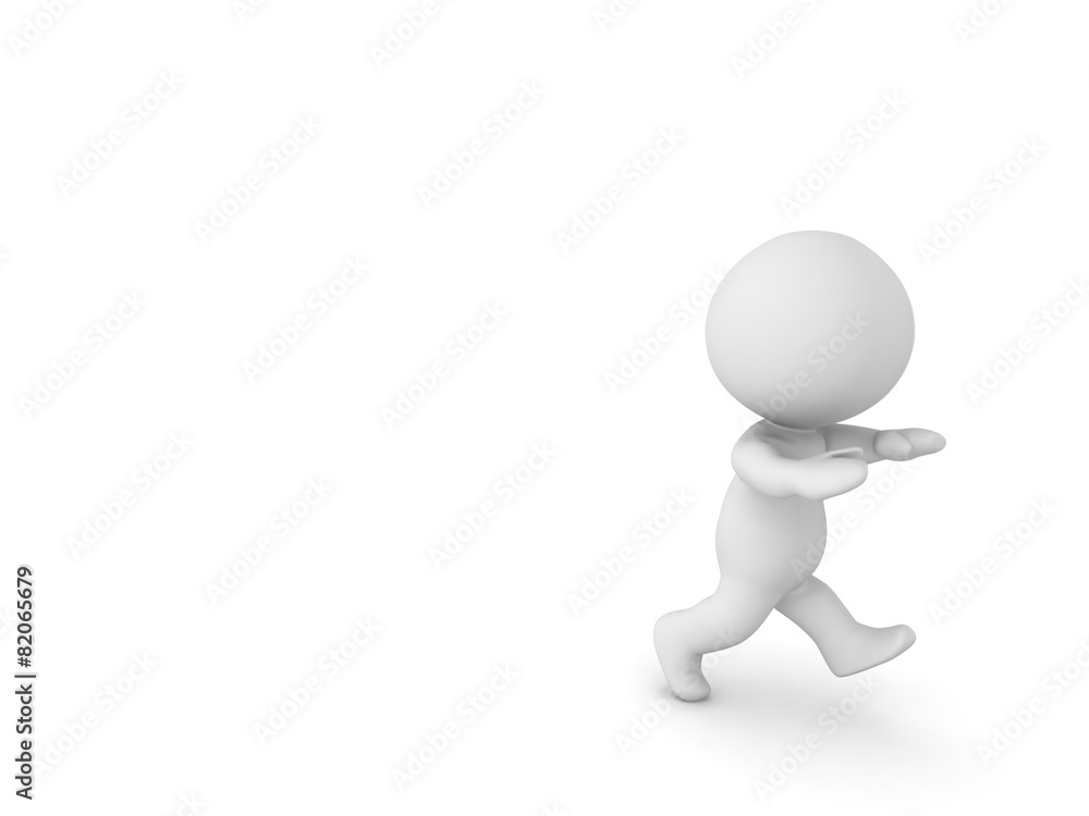 3D Character Running Away, isolated on white 3D Character Running Away, isolated on white