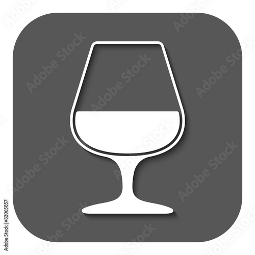 The glass with brandy icon. Brandy symbol. Flat
