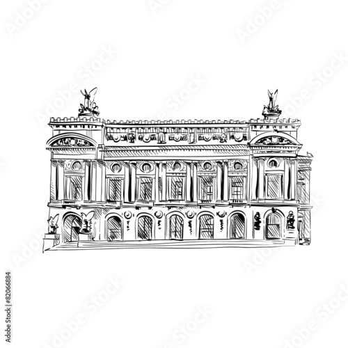 Opera Garnier, Paris, France. Vector illustration