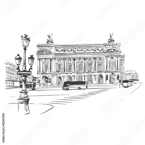 Opera Garnier, Paris, France. Vector illustration