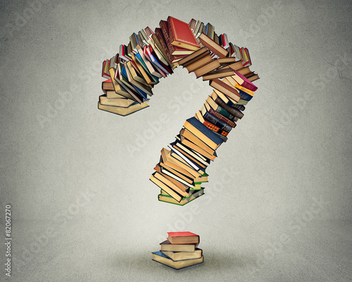 Question mark made of books ask search answer concept