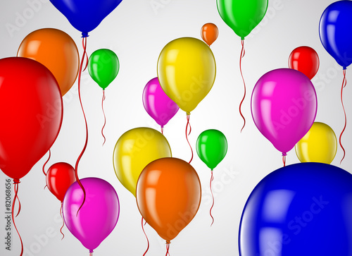 Colorful balloons in flight. Multicolored balloons flying party