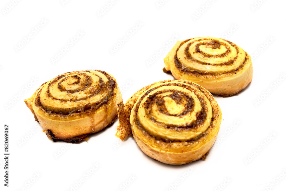 Fresh and tasty three sweet cinnamon rolls bun Fresh and tasty three sweet cinnamon rolls bun