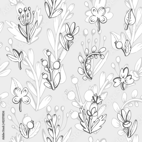 Seamless pattern. Cute leaves in a cartoon style.