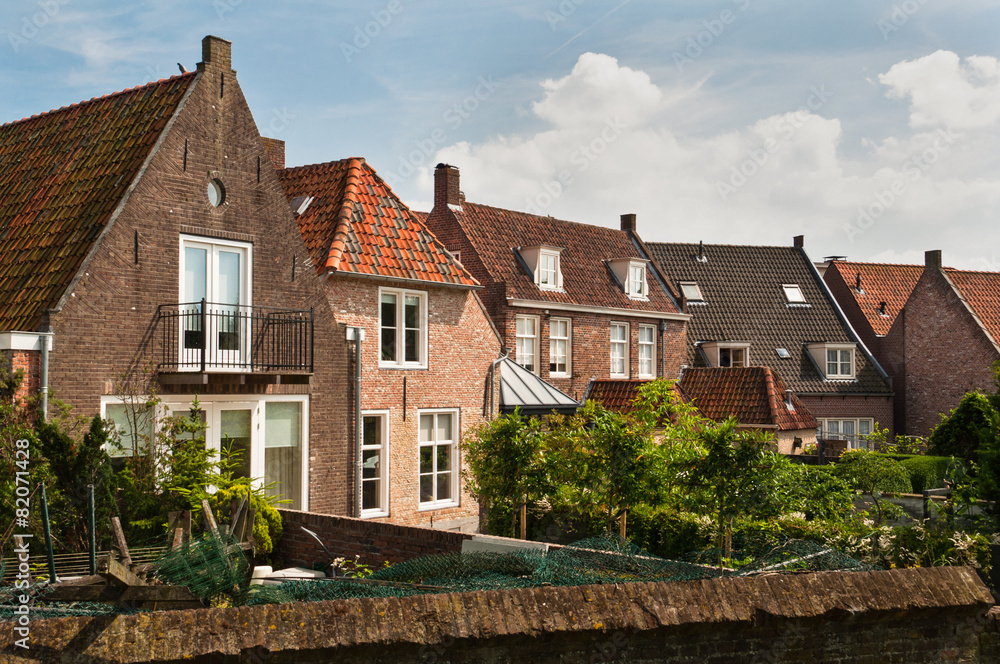 Medieval Dutch Houses in the Town of Heusden in the Netherlands