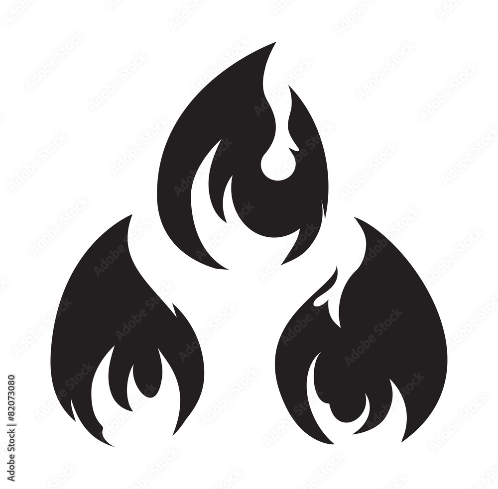 Set of 3 black fires for design or tattoo Set of 3 black fires for design or tattoo