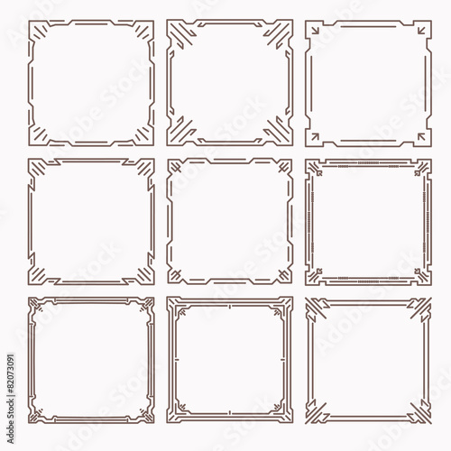 Set of 9 stylish rich decorated square decorative frames in mono