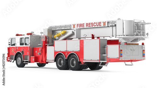 fire truck back isolated