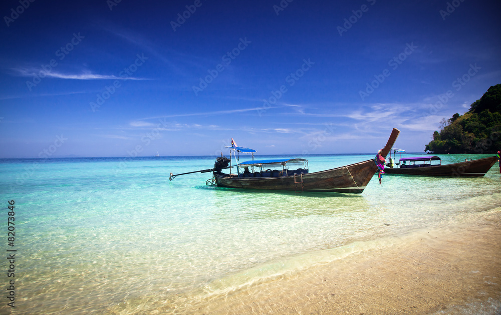 Longtail boats on the beautiful beach, Thailand Longtail boats on the beautiful beach, Thailand