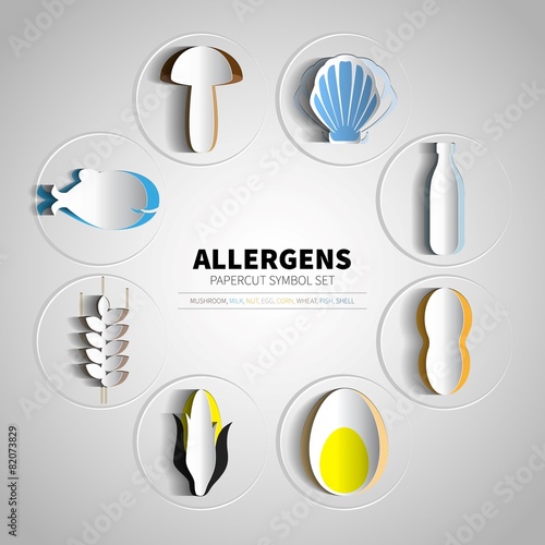 allergens in papercut style - set