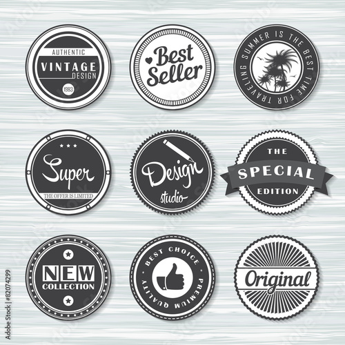 Vintage labels template set: super, original, new, travel