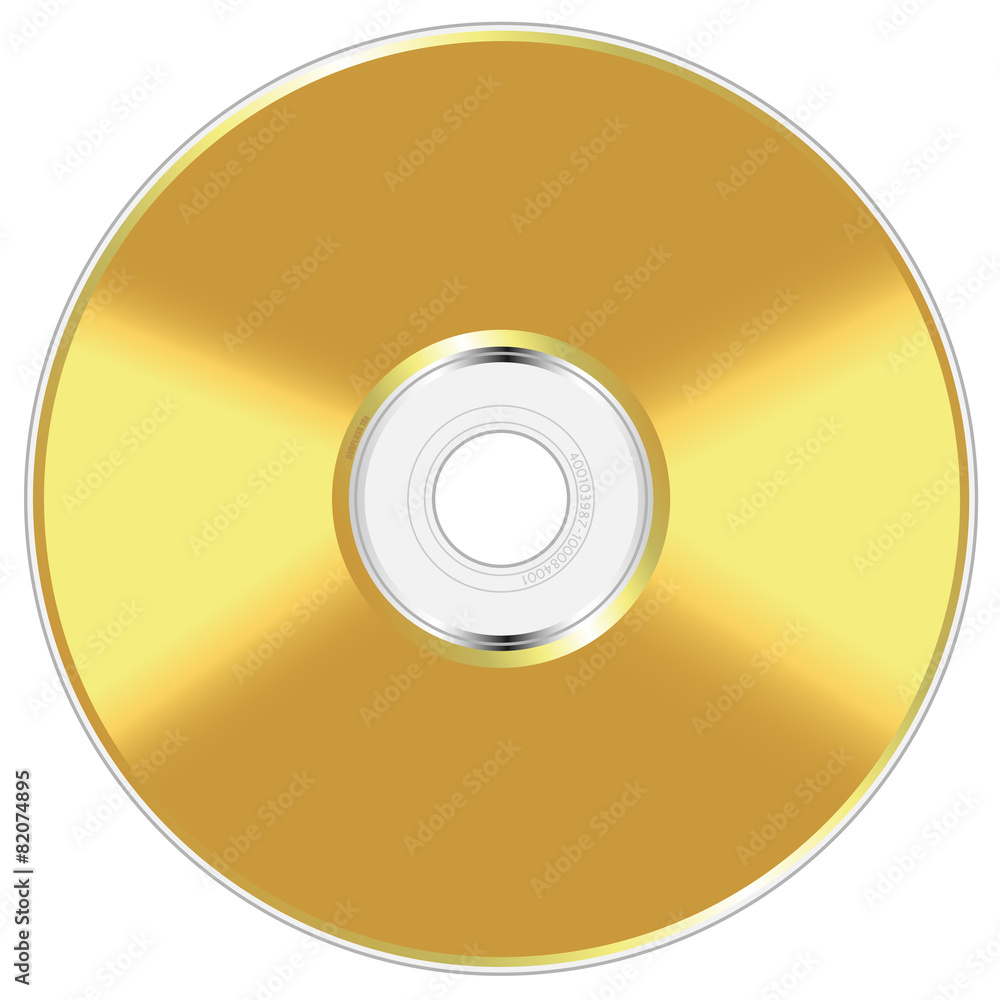 Realistic illustration of golden compact disc Realistic illustration of golden compact disc