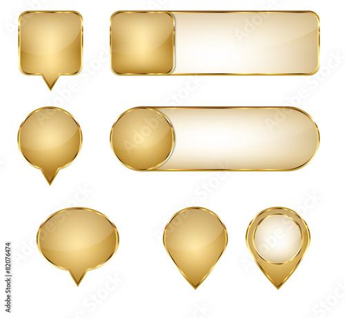 Blank Elegant Golden Vector Web Buttons Pins and Sliders