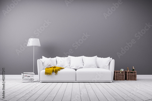Modernes Wohnzimmer in minimal Stil mit Sofa photo